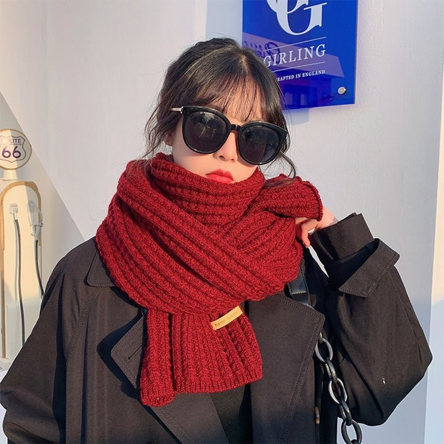 Muffler Men Wool - 두꺼운 케이블 니트 따뜻한 캐시미어 스카프