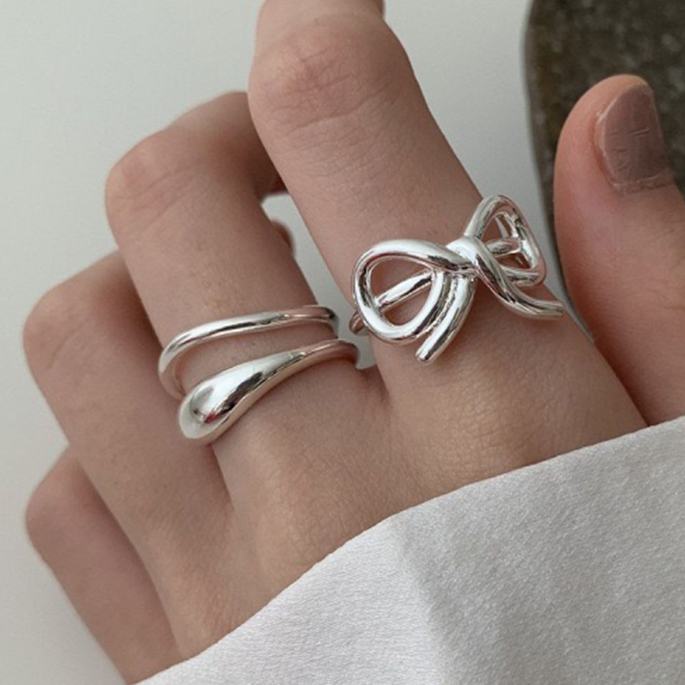 Tie Clip Silver - 여성을위한 925 스털링 실버 간단한 반지
