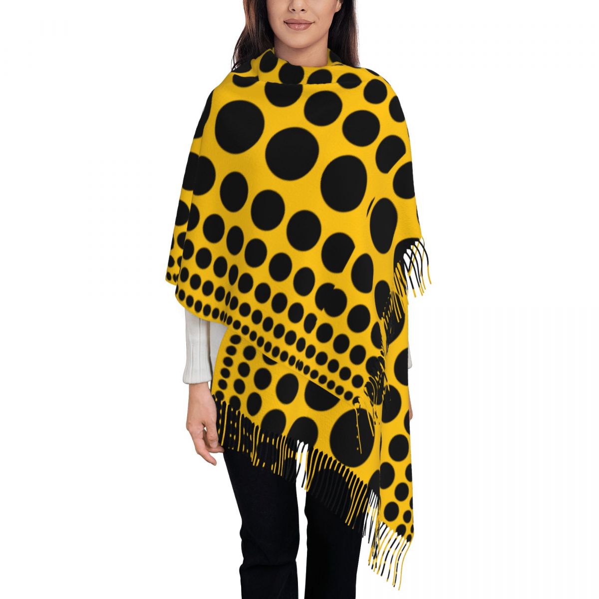 Infinity Scarf Knit - 여성용 인피니티 폴카 도트 스카프 따뜻한