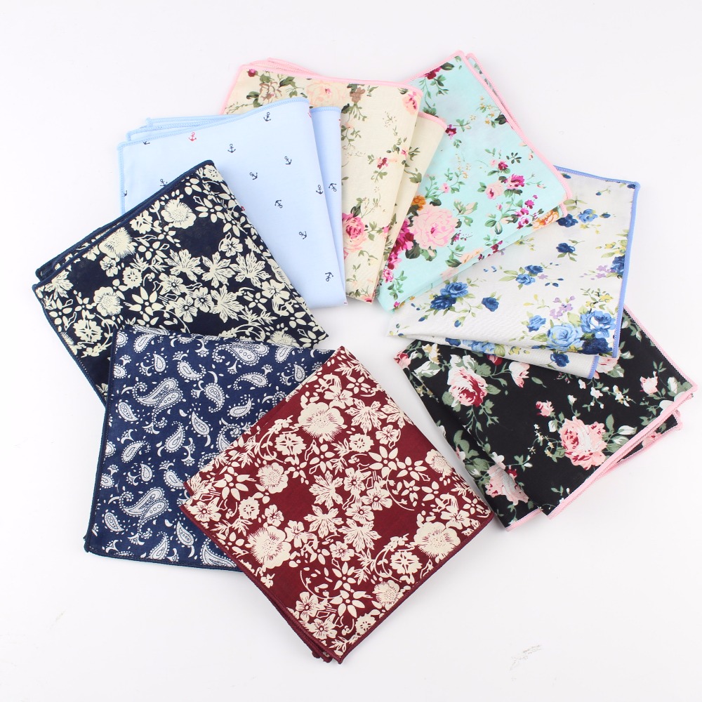 Handkerchief Cotton Men - 페이즐리 코튼 손수건, 우븐 플로랄 프린트