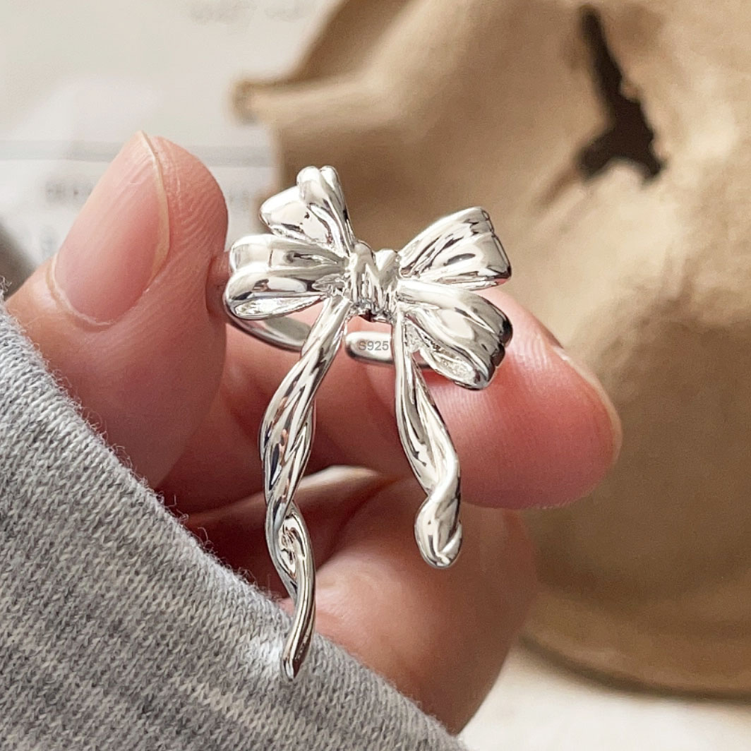 Tie Clip Silver - 여성을위한 925 스털링 실버 반지 기하학적