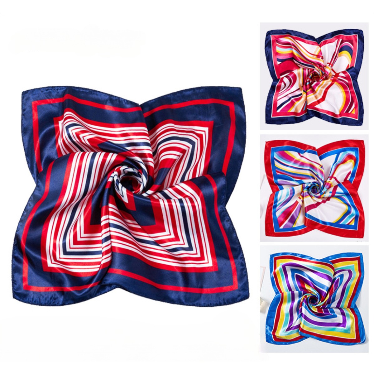Ascot Neck Scarf - 여성용 사각 실크 스카프, 여성용 패션