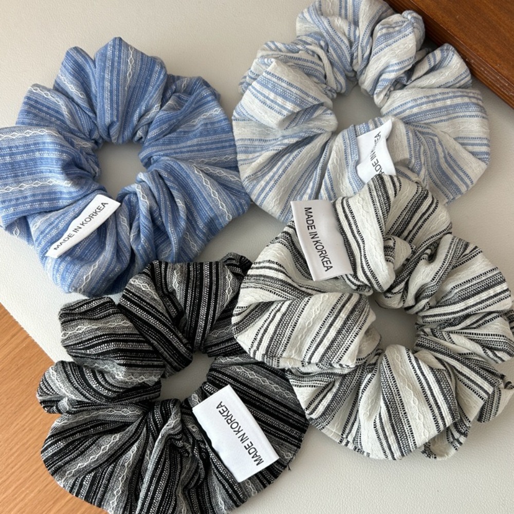 Silk Tie Striped - 2025 한국 패션 스트라이프 헤어 고무줄