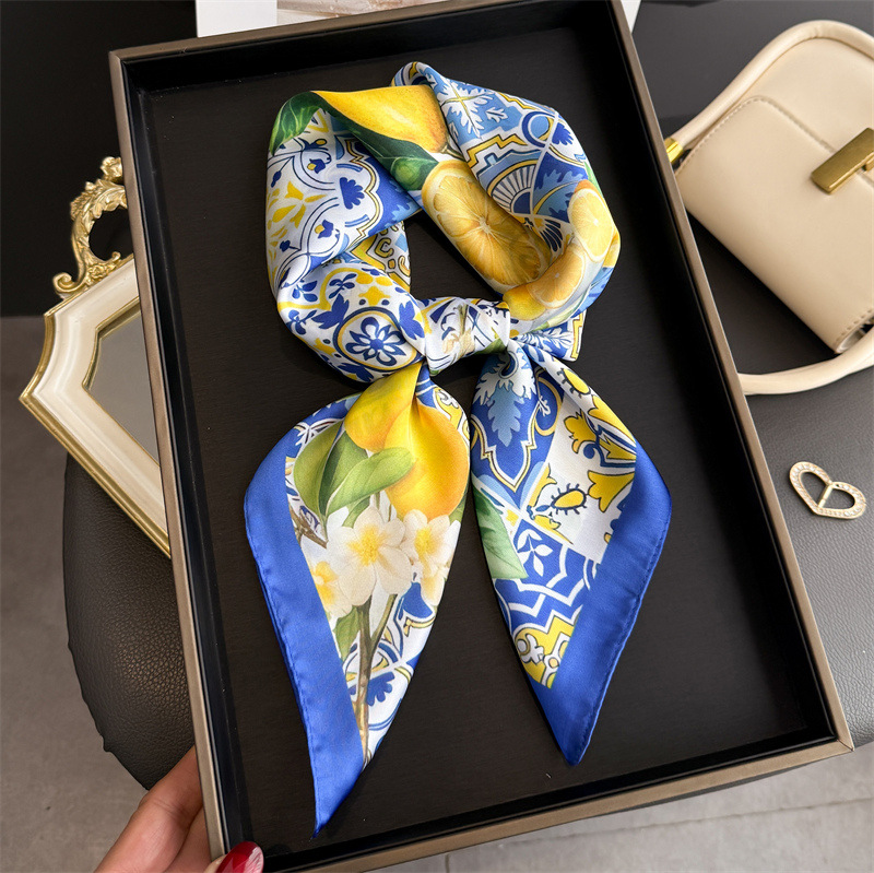Ascot Neck Scarf - 2026년 신상 과일 프린트 실크 스카프