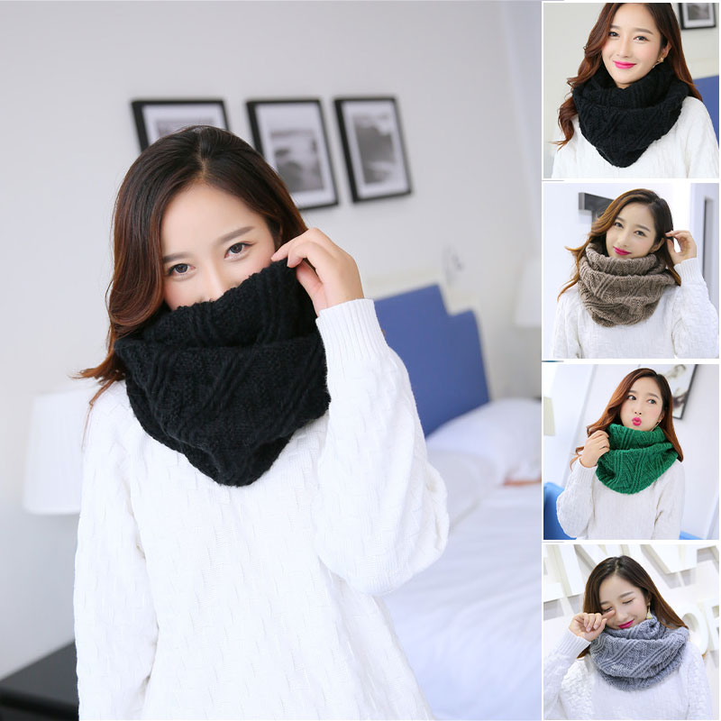 Infinity Scarf Knit - 유니섹스 겨울 부드러운 청키 니트 서클