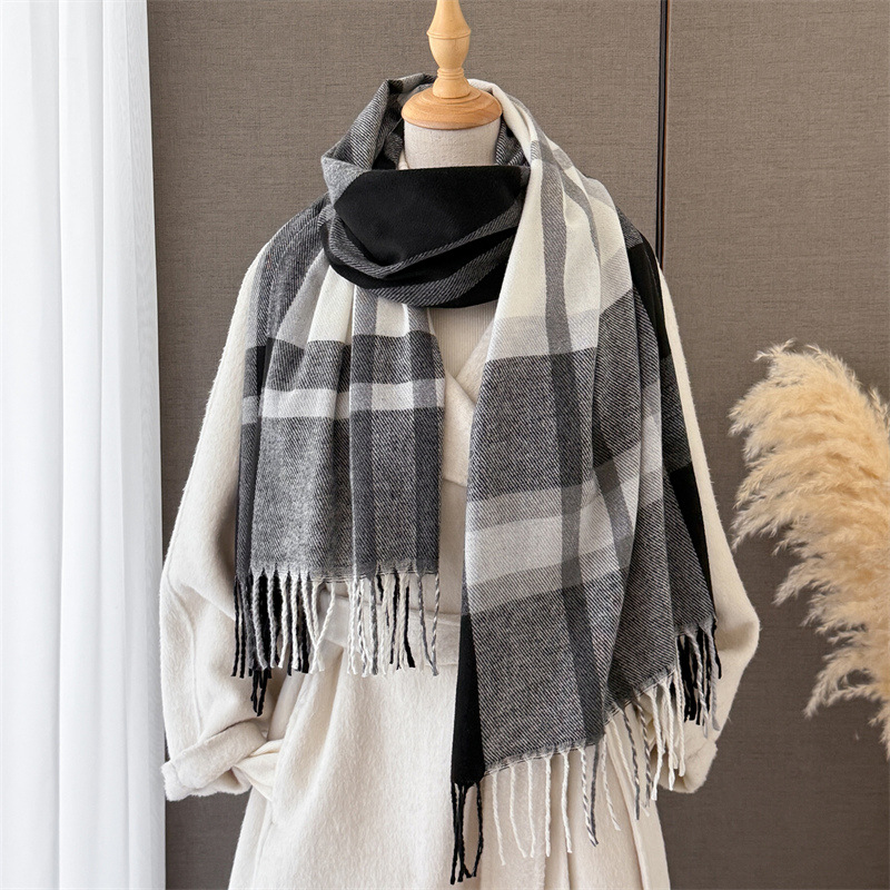 여성용 스코틀랜드 체크 무늬 인조 캐시미어 숄 190* - Pashmina Wrap Large 리뷰 및 가격