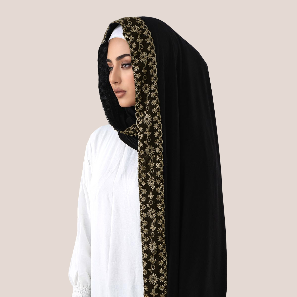 레이스 자수 코튼 저지 무슬림 히잡 롱 스카프 여성 헤 - Head Wrap Turban 리뷰 및 가격