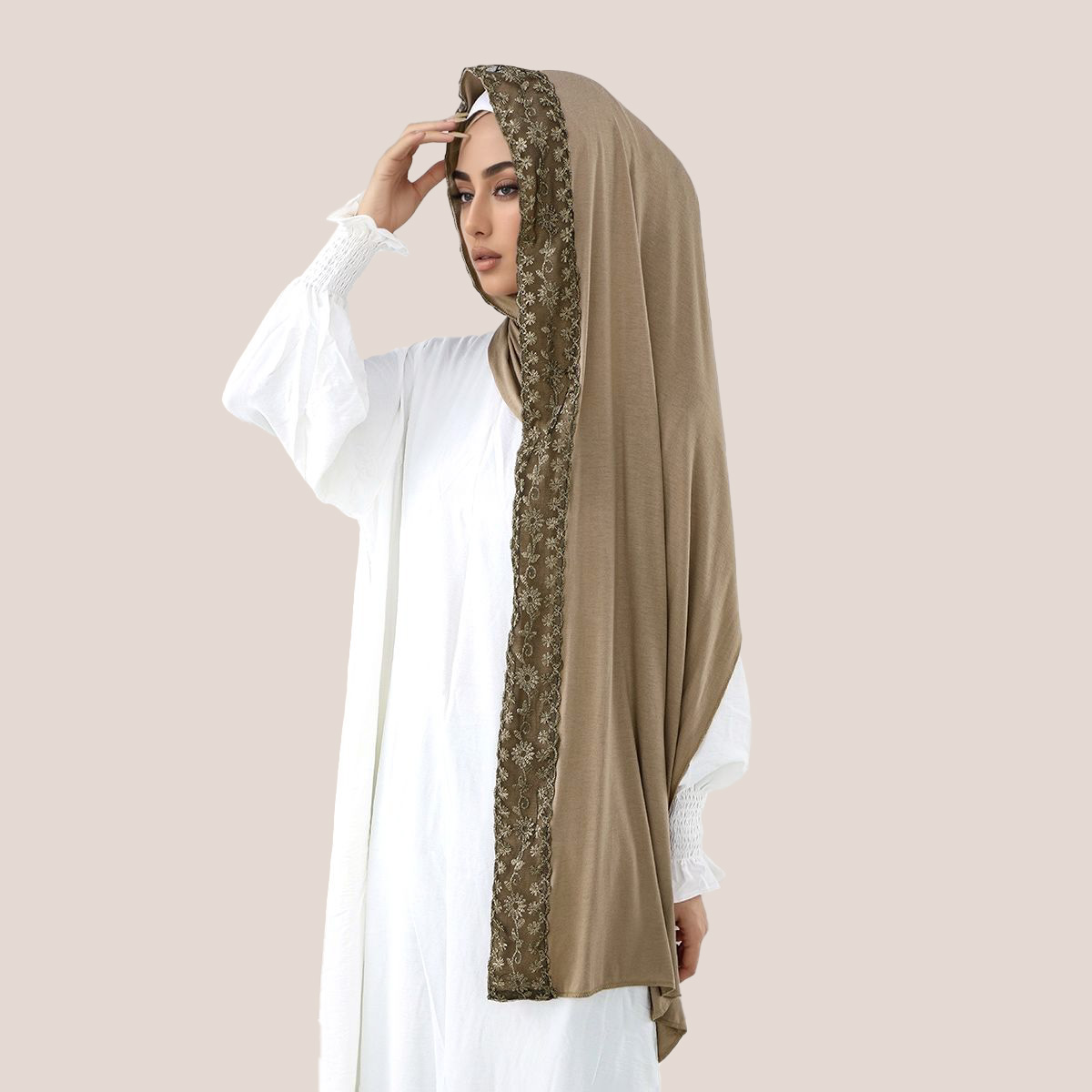 레이스 자수 코튼 저지 무슬림 히잡 롱 스카프 여성 헤 - Head Wrap Turban 리뷰 및 가격