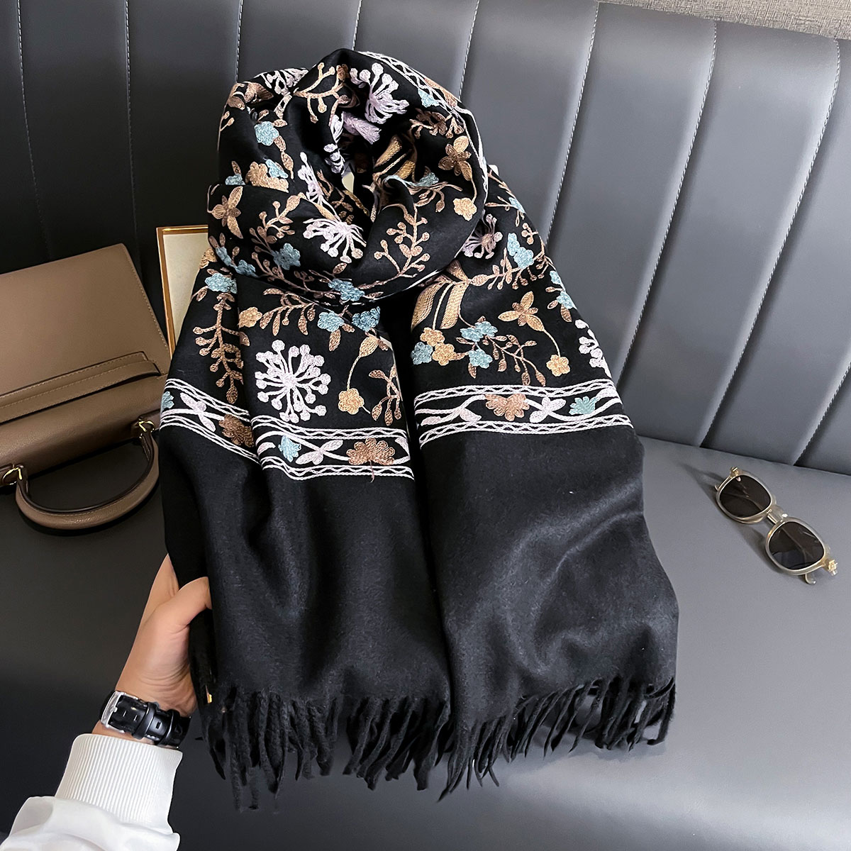 여성을위한 새로운 겨울 따뜻한 캐시미어 스카프 자수 P - Woven Scarf Blanket 리뷰 및 가격