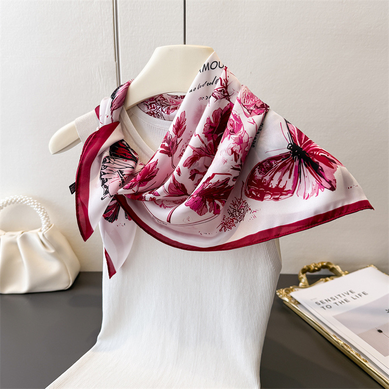 빈티지 나비 스케치 스퀘어 실크 스카프 여성용 부드러운 - Ascot Neck Scarf 리뷰 및 가격