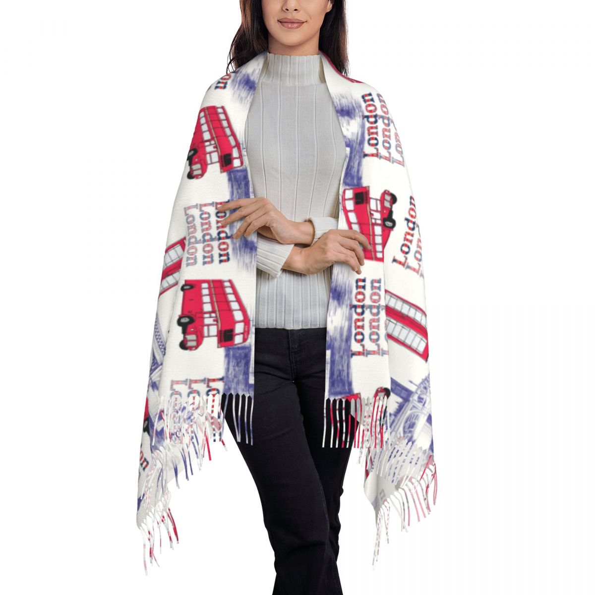 런던 잉글랜드 풍경 숄 랩 겨울용 따뜻한 대형 롱 스카 - Pashmina Wrap Large 리뷰 및 가격