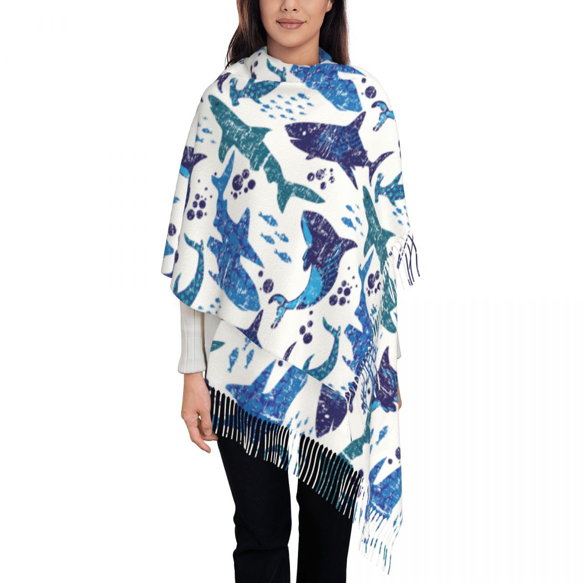 상어 수중 세계 바다 해양 생물 스카프 겨울 가을 파시 - Pashmina Wrap Large 리뷰 및 가격