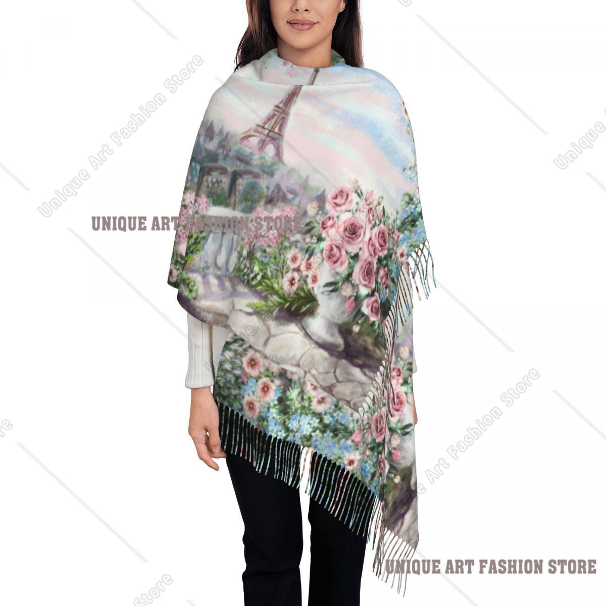 유화 프랑스 파리 에펠탑 숄 랩 여성용 따뜻한 대형 롱 - Pashmina Wrap Large 리뷰 및 가격