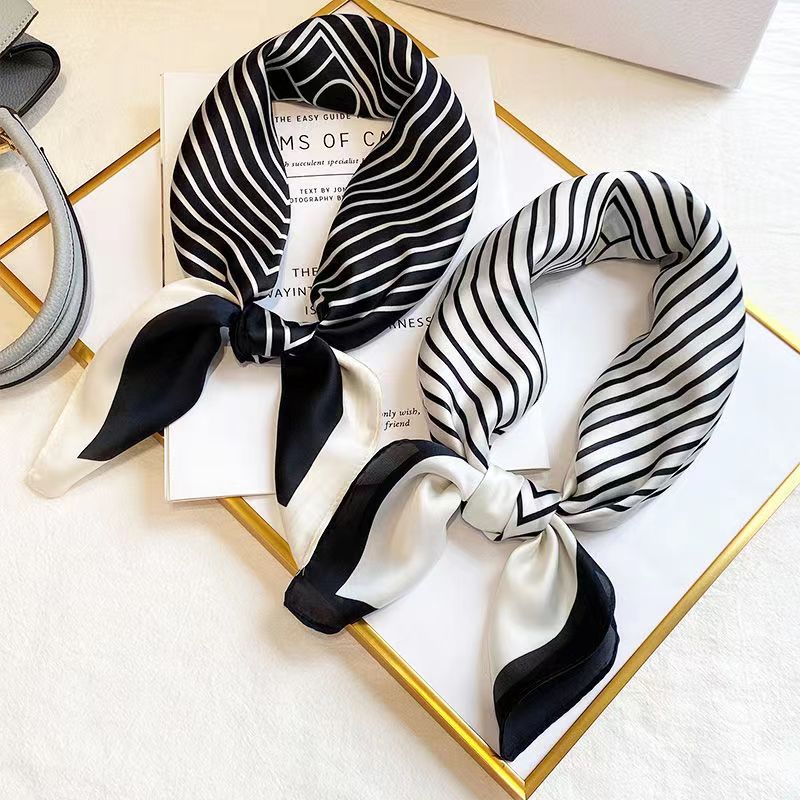 패션 광장 70cm 흑백 줄무늬 두건 머리 스카프 여성 - Silk Tie Striped 리뷰 및 가격
