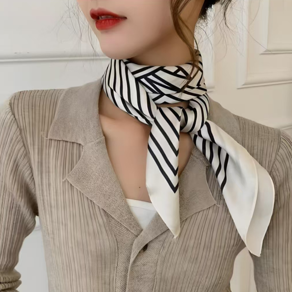 패션 광장 70cm 흑백 줄무늬 두건 머리 스카프 여성 - Silk Tie Striped 리뷰 및 가격