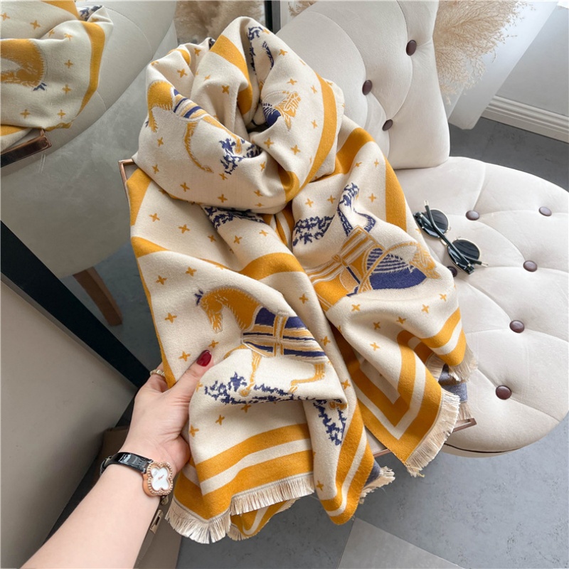 럭셔리 말 인쇄 두꺼운 캐시미어 담요 여성 스카프 따뜻 - Woven Scarf Blanket 리뷰 및 가격