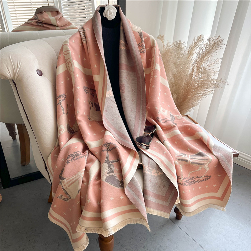 럭셔리 말 인쇄 두꺼운 캐시미어 담요 여성 스카프 따뜻 - Woven Scarf Blanket 리뷰 및 가격