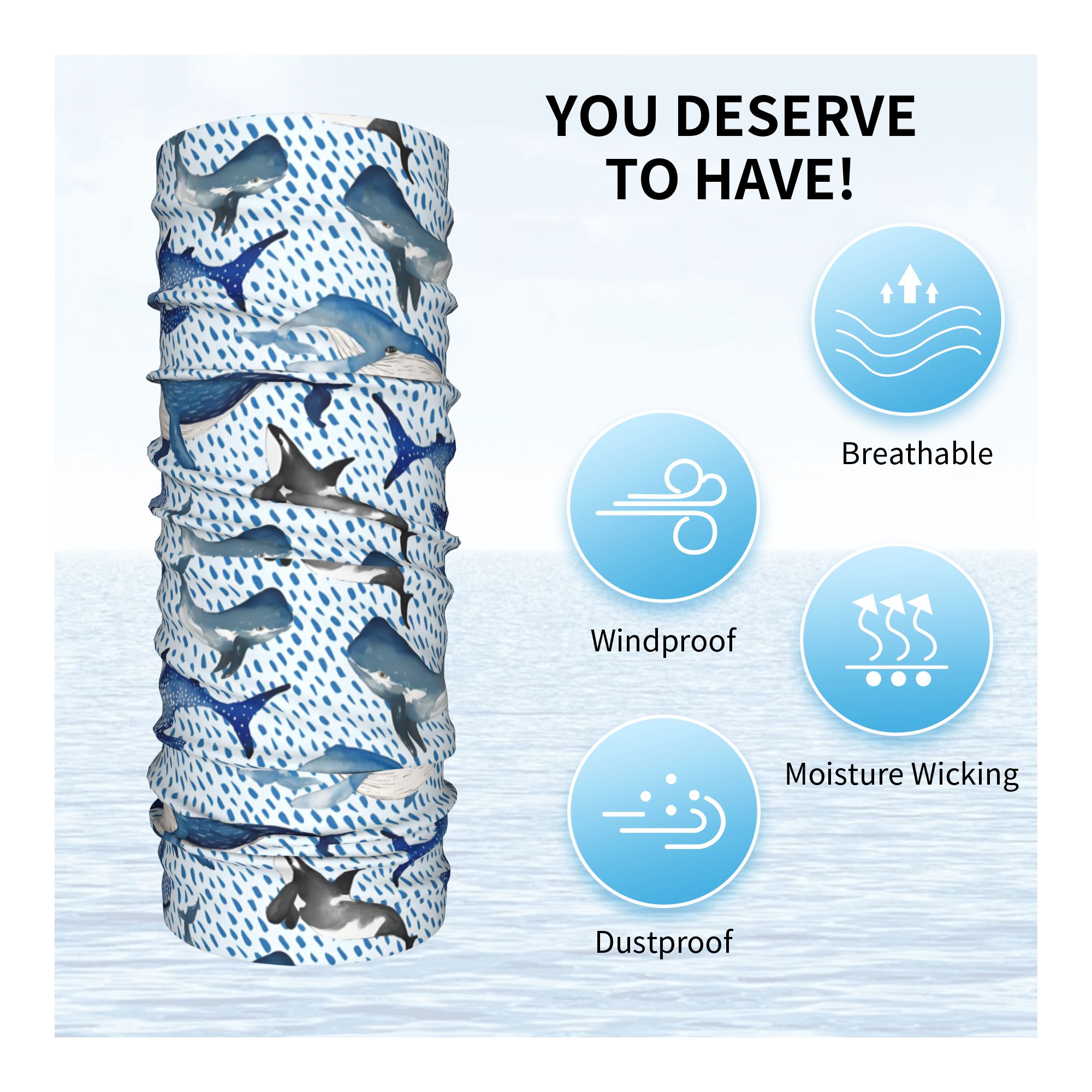 맞춤형 블루 워터컬러 상어 겨울 헤드밴드 넥 워머 남성 - Neck Warmer Tube 리뷰 및 가격