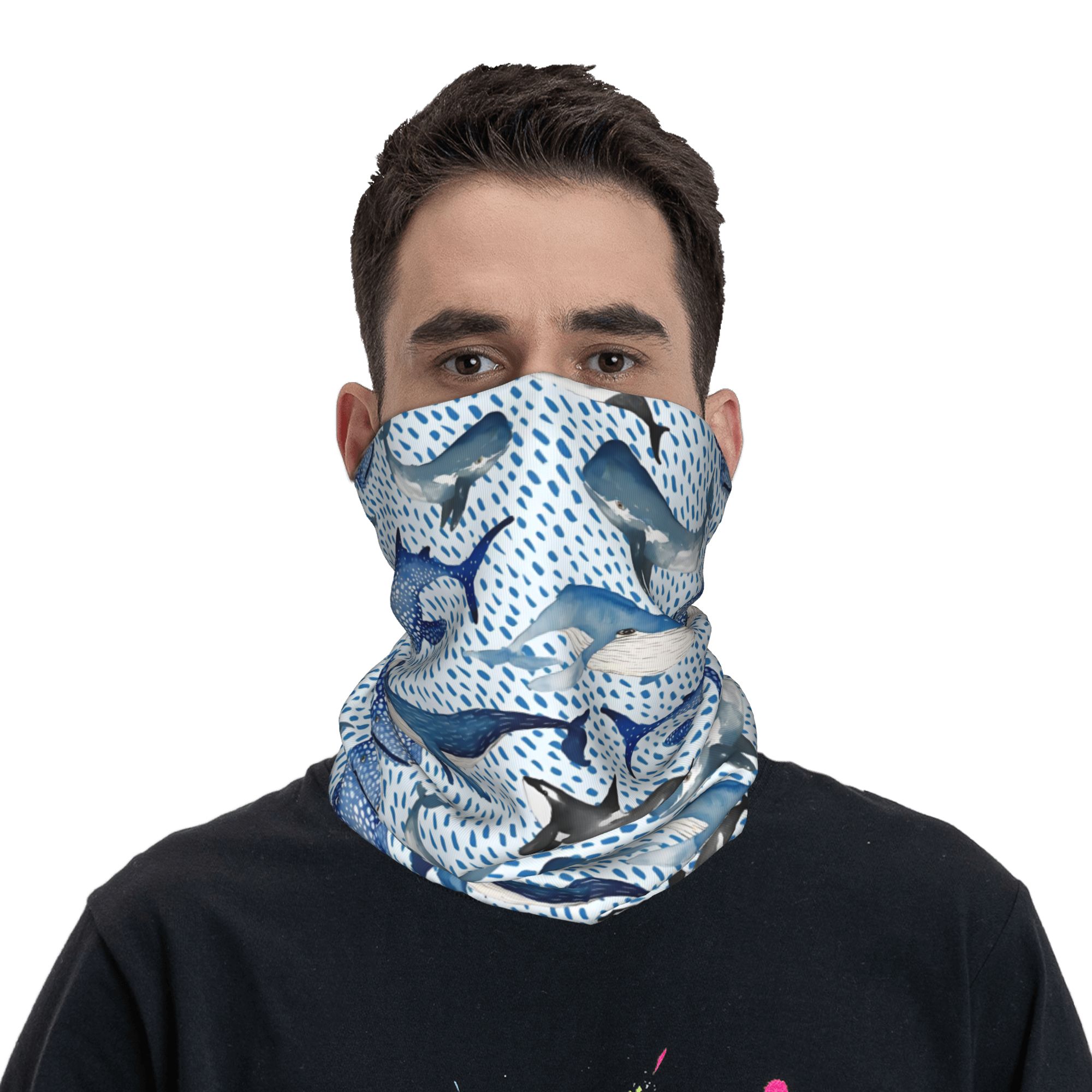 맞춤형 블루 워터컬러 상어 겨울 헤드밴드 넥 워머 남성 - Neck Warmer Tube 리뷰 및 가격