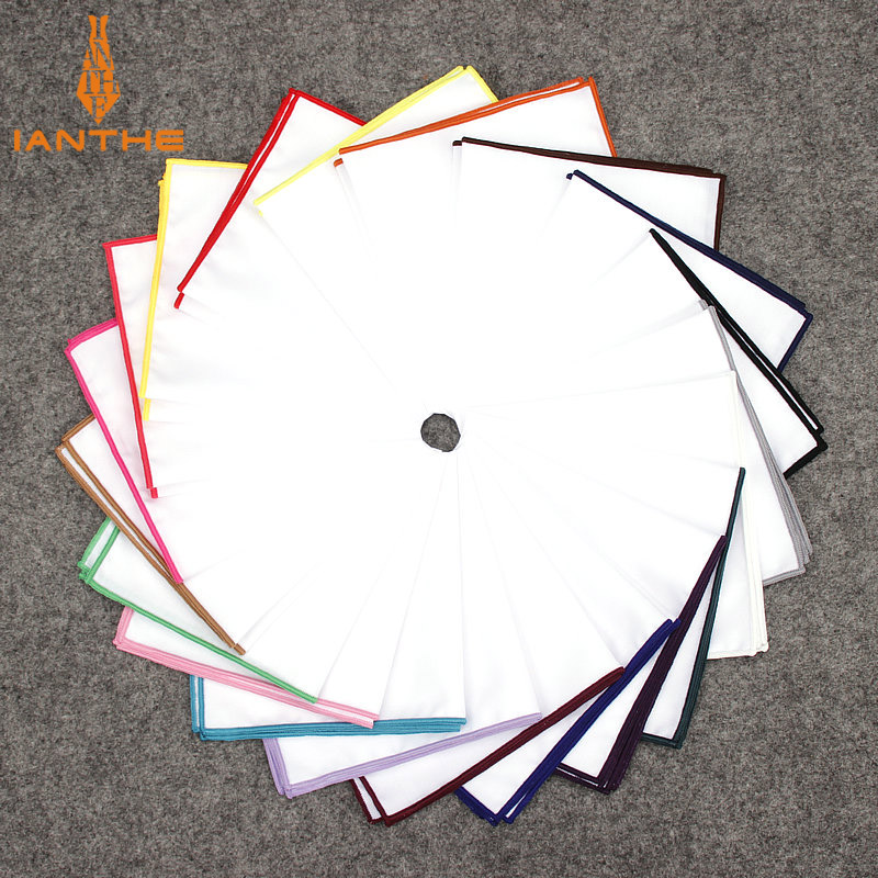 남녀공용 코튼 화이트 손수건, 다채로운 테두리 포켓 스 - Pocket Square Set 리뷰 및 가격
