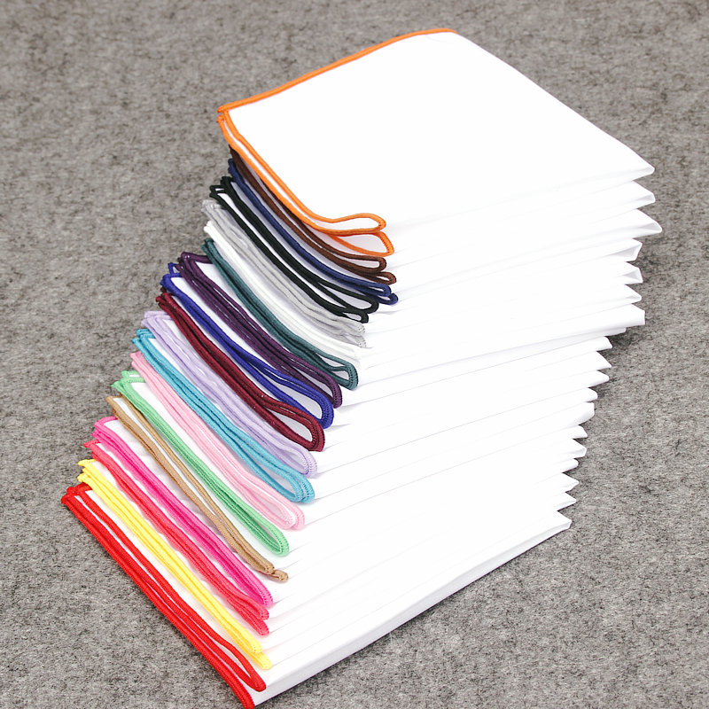남녀공용 코튼 화이트 손수건, 다채로운 테두리 포켓 스 - Pocket Square Set 리뷰 및 가격