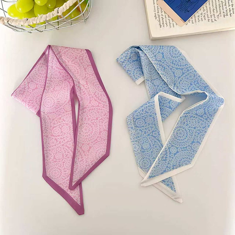 2026 신상 여성용 기하학적 꽃무늬 스키니 새틴 스카 - Ascot Neck Scarf 리뷰 및 가격