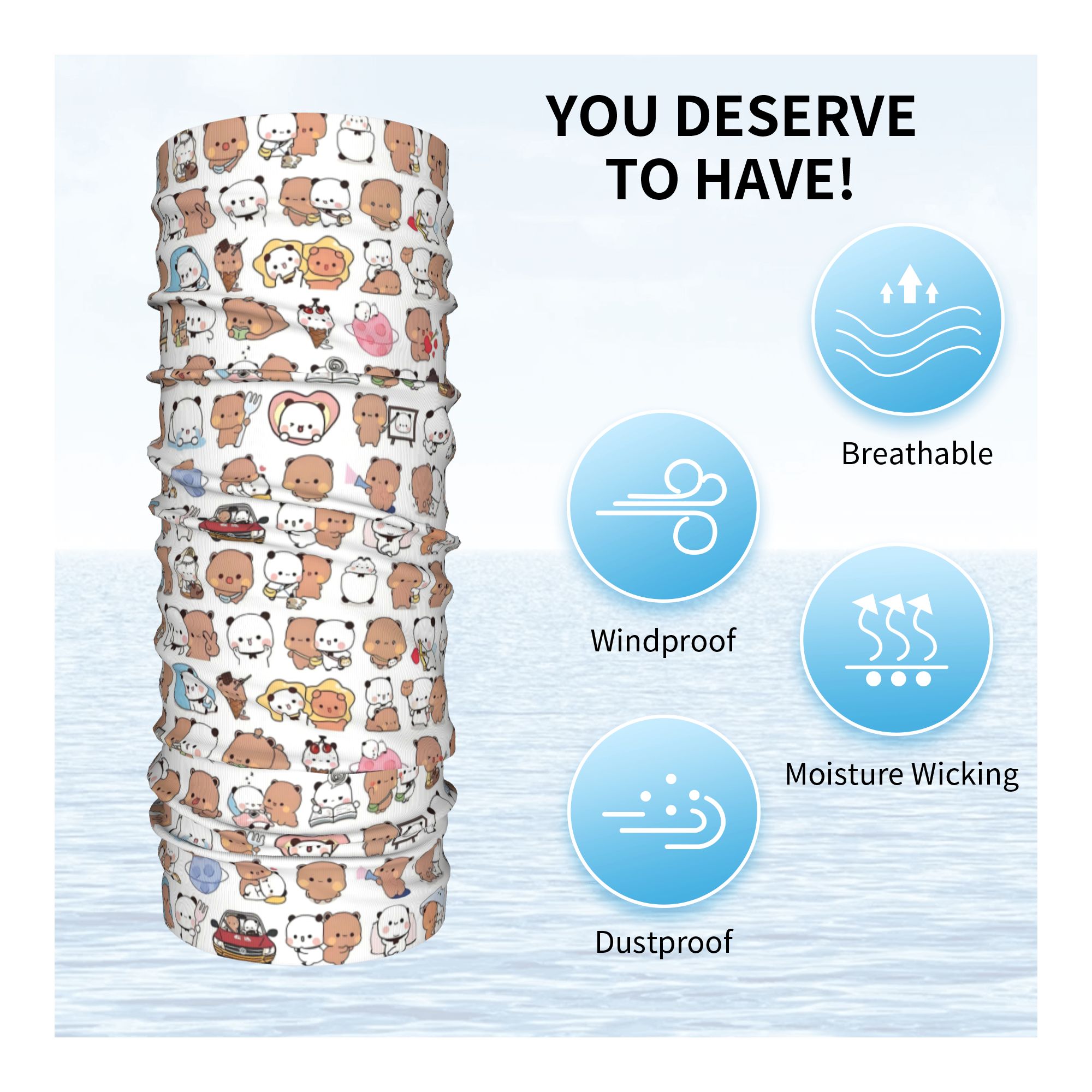 커스텀 베어 만화 피치와 고마 부부 두두 밴다나 넥 워 - Neck Warmer Tube 리뷰 및 가격