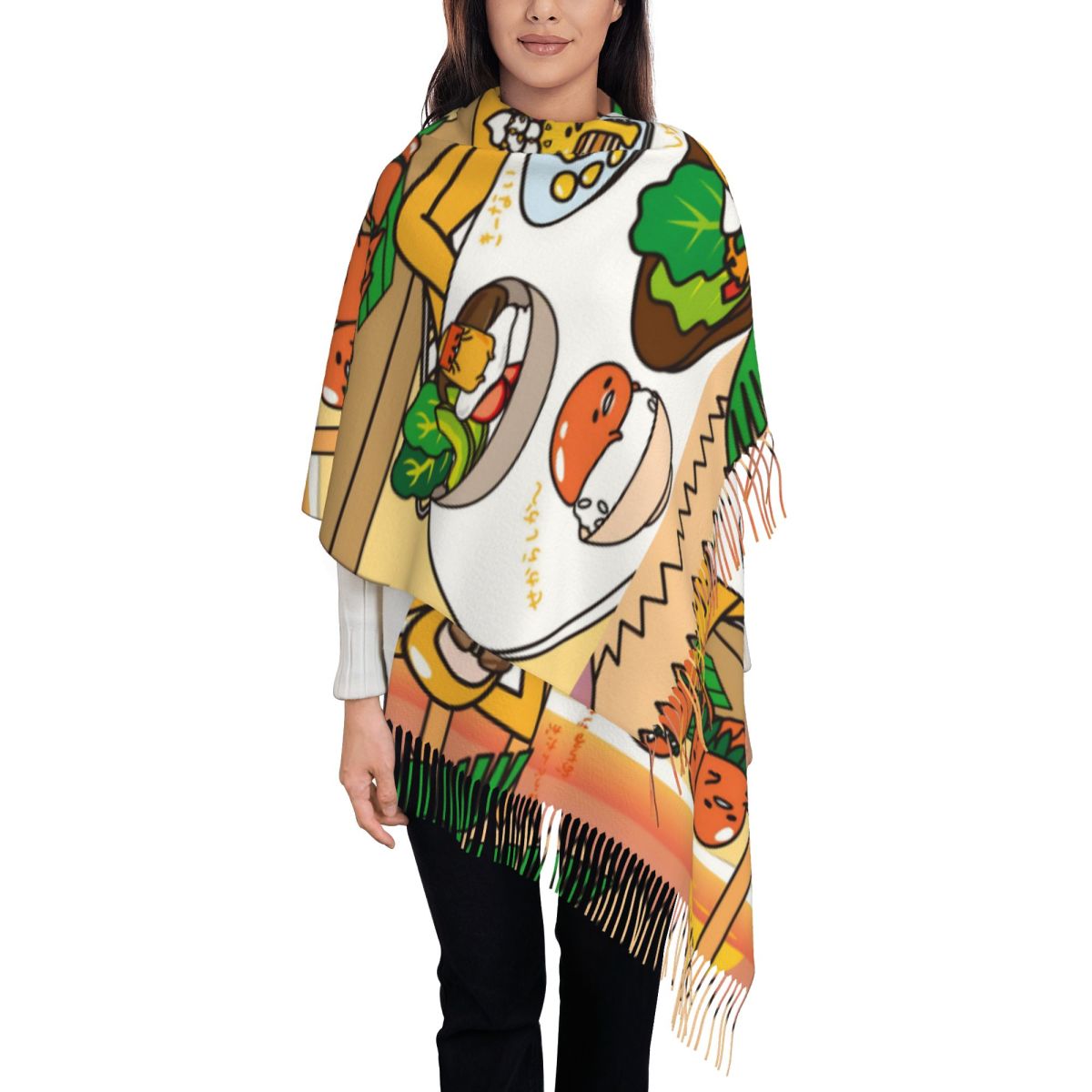 태슬이 달린 여성용 스카프 구데타마 귀여운 계란 만화  - Pashmina Wrap Large 리뷰 및 가격