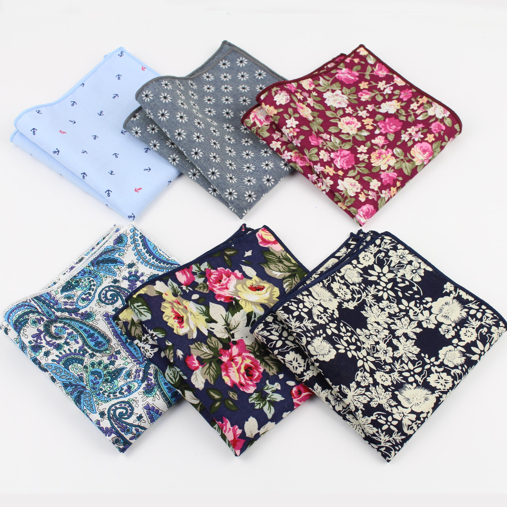 페이즐리 코튼 손수건, 우븐 플로랄 프린트 플라워 포켓 - Handkerchief Cotton Men 리뷰 및 가격