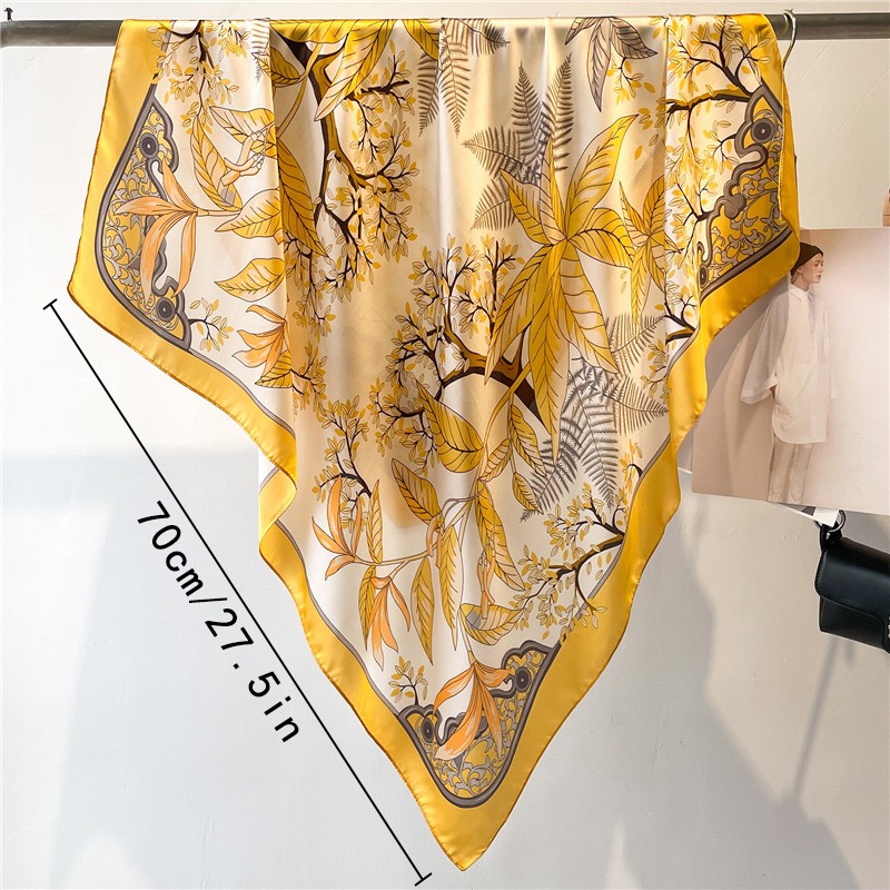 1개 70cm 낙엽 가을 노란색 실크 스카프 여성용 모 - Face Scarf Mask 리뷰 및 가격