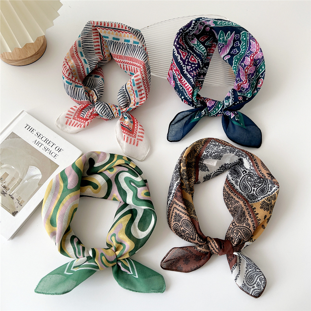 패션 목화 스카프 여성 꽃 인쇄 Neckerchief  - Bandana Cotton 리뷰 및 가격