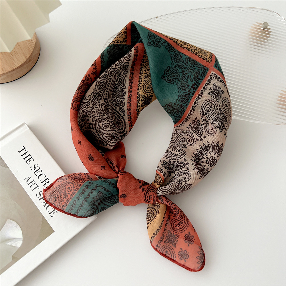 패션 목화 스카프 여성 꽃 인쇄 Neckerchief  - Bandana Cotton 리뷰 및 가격