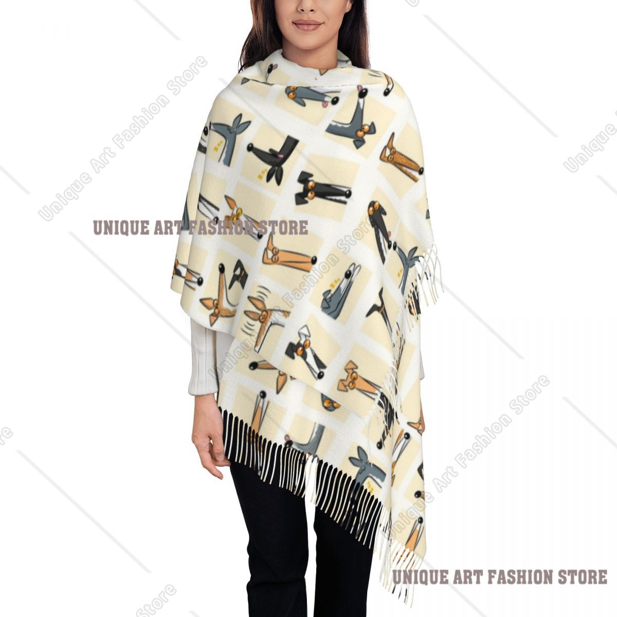 여성용 태슬 스카프 헤드업 크림 그레이하운드 대형 겨울 - Pashmina Wrap Large 리뷰 및 가격