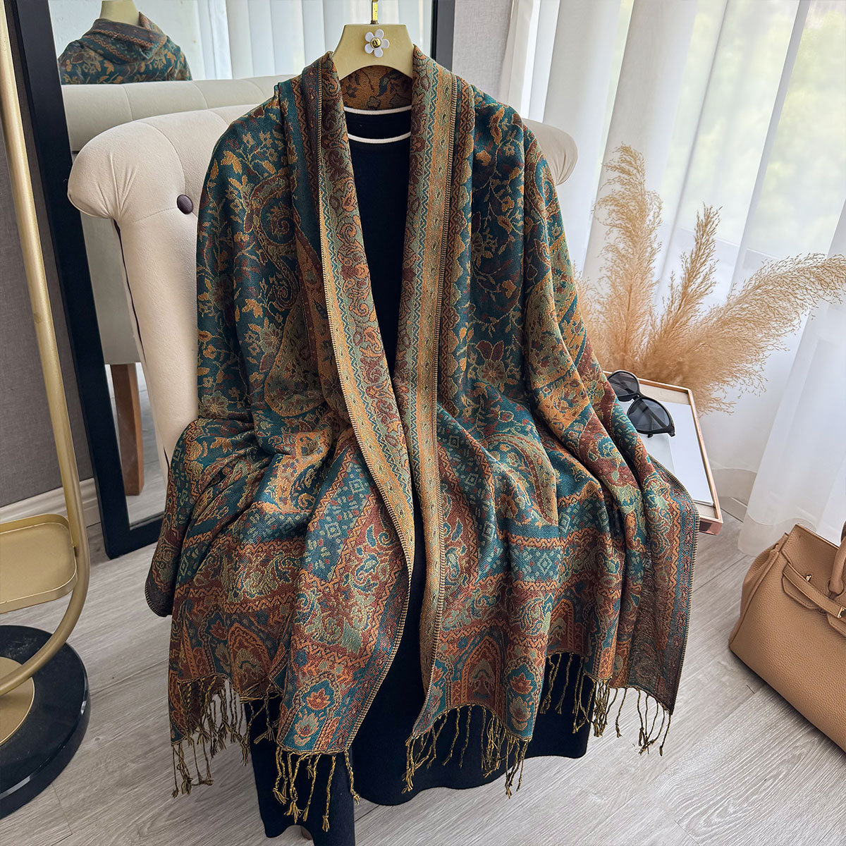 2025 태슬 블랭킷 디자인 에스닉 스타일 두꺼운 파시 - Woven Scarf Blanket 리뷰 및 가격