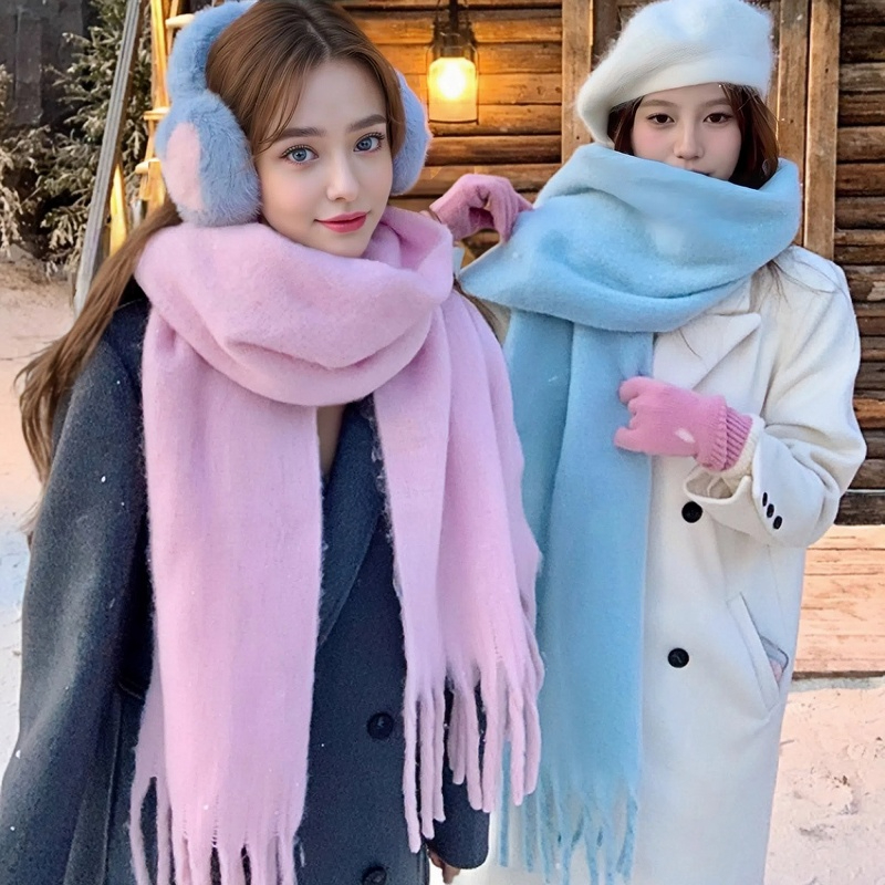 여성용 겨울 스카프 캐시미어 따뜻한 솔리드 핑크 파시미 - Woven Scarf Blanket 리뷰 및 가격