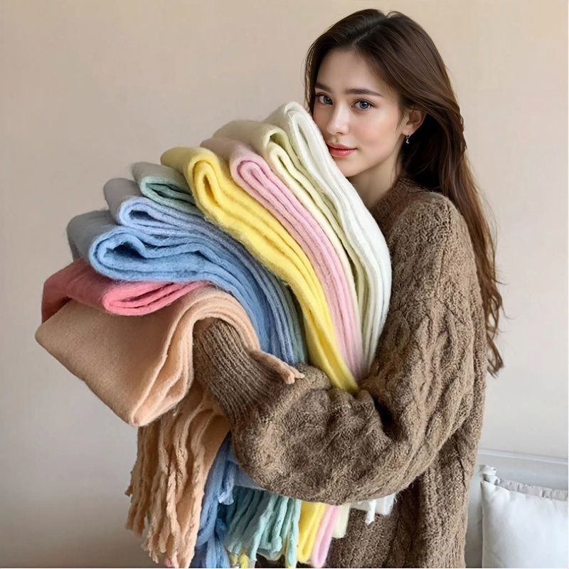 여성용 겨울 스카프 캐시미어 따뜻한 솔리드 핑크 파시미 - Woven Scarf Blanket 리뷰 및 가격