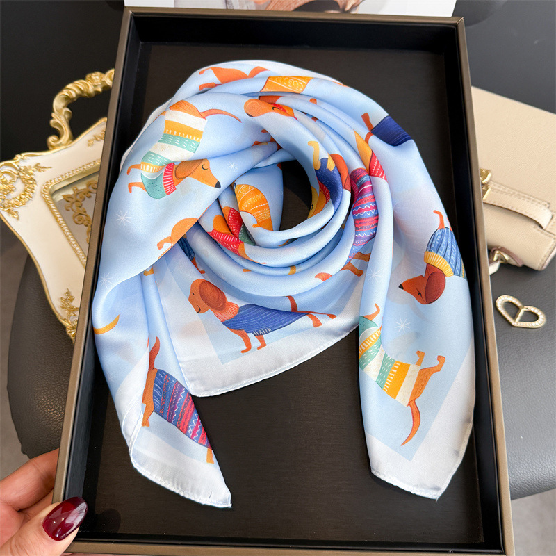 패션 위너 도그 프린트 반다나 스카프 여성 우아한 실크 - Scarf Silk Square 리뷰 및 가격