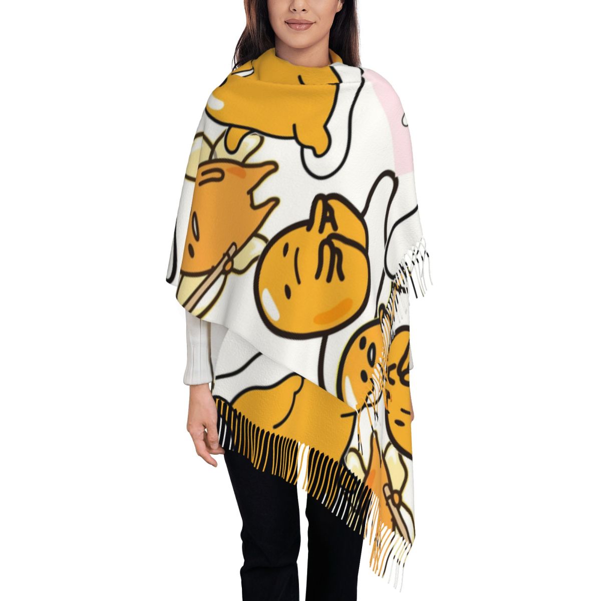 구데타마 귀여운 달걀 만화 스카프 여성용 따뜻한 겨울  - Pashmina Wrap Large 리뷰 및 가격
